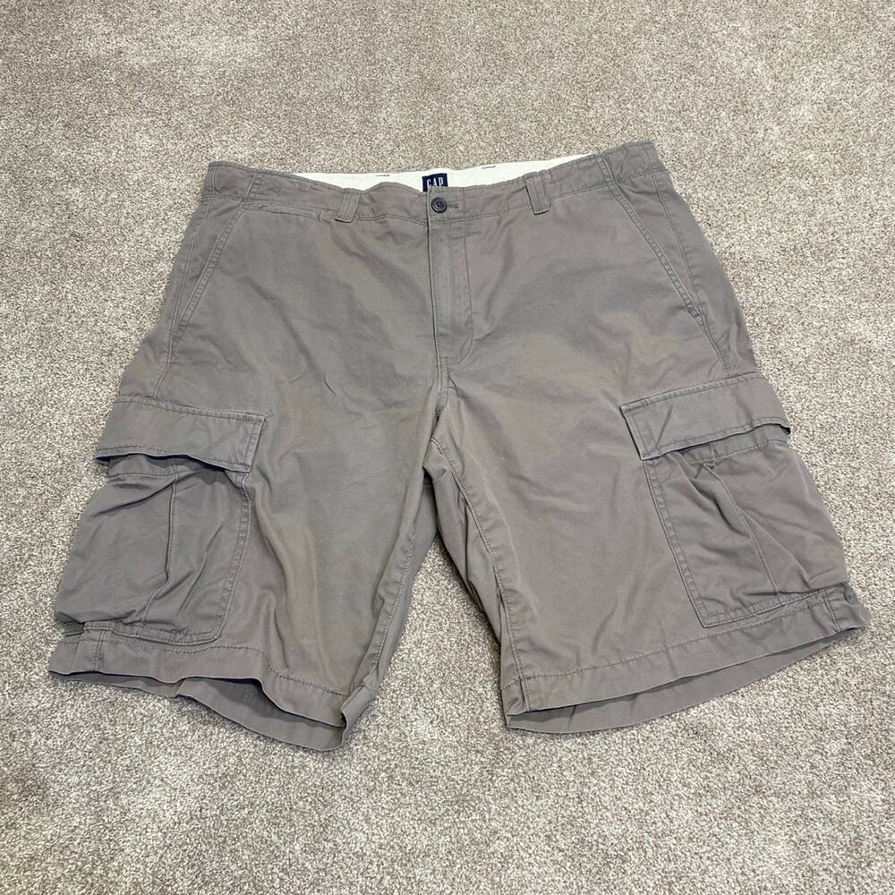 00s y2k loose fit Grunge Skater streetwear Gap gray utility cargo shorts mens 36